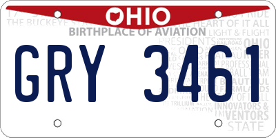 OH license plate GRY3461