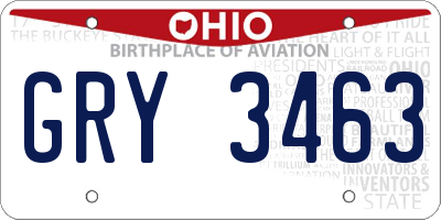 OH license plate GRY3463