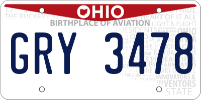 OH license plate GRY3478