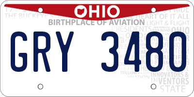 OH license plate GRY3480