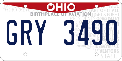 OH license plate GRY3490
