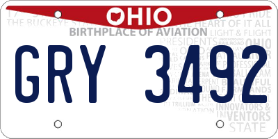 OH license plate GRY3492