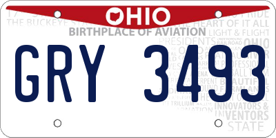OH license plate GRY3493