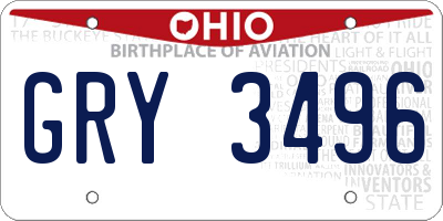 OH license plate GRY3496
