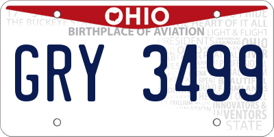 OH license plate GRY3499