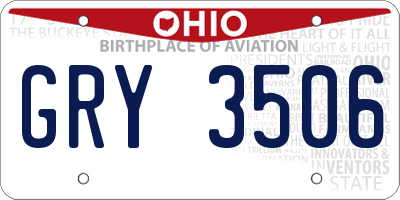 OH license plate GRY3506