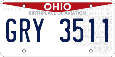 OH license plate GRY3511
