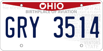 OH license plate GRY3514