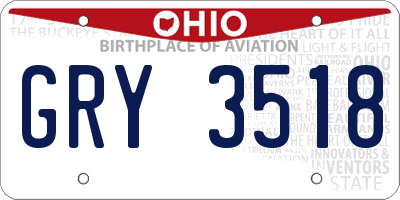 OH license plate GRY3518