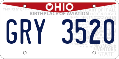 OH license plate GRY3520