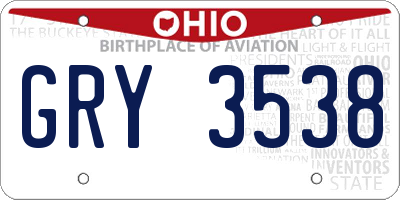 OH license plate GRY3538