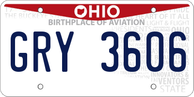 OH license plate GRY3606