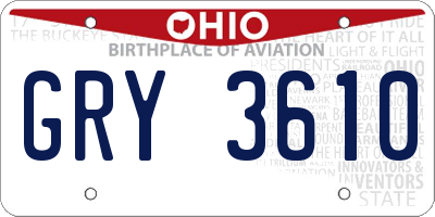 OH license plate GRY3610