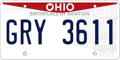 OH license plate GRY3611