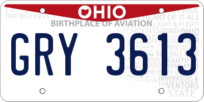 OH license plate GRY3613