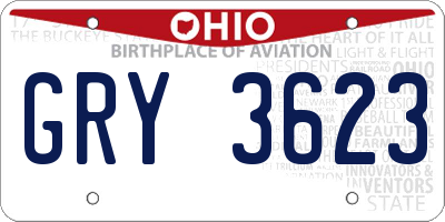 OH license plate GRY3623