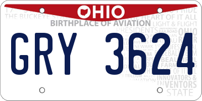 OH license plate GRY3624