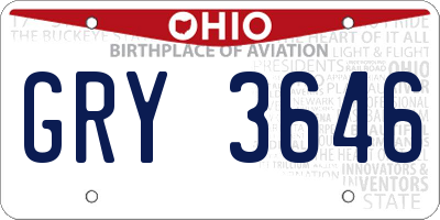 OH license plate GRY3646