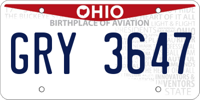 OH license plate GRY3647