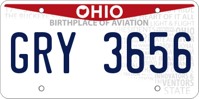 OH license plate GRY3656
