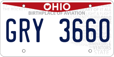 OH license plate GRY3660