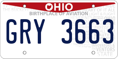 OH license plate GRY3663