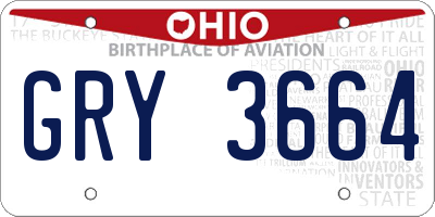 OH license plate GRY3664