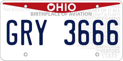 OH license plate GRY3666