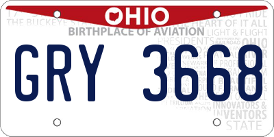 OH license plate GRY3668
