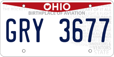 OH license plate GRY3677
