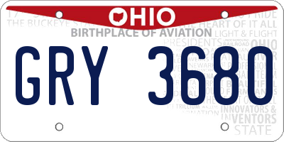 OH license plate GRY3680