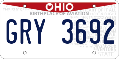 OH license plate GRY3692