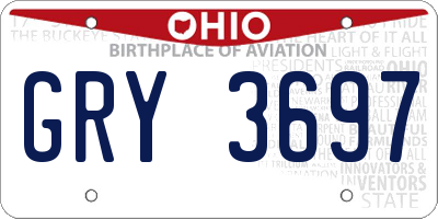 OH license plate GRY3697