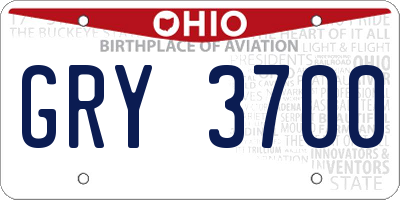 OH license plate GRY3700