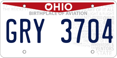 OH license plate GRY3704