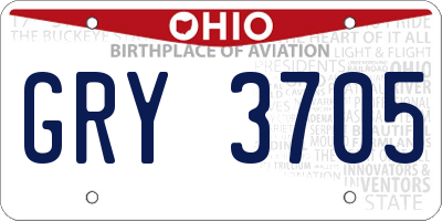 OH license plate GRY3705
