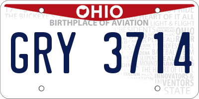 OH license plate GRY3714
