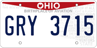 OH license plate GRY3715