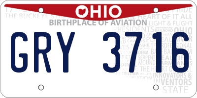 OH license plate GRY3716