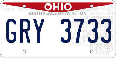 OH license plate GRY3733