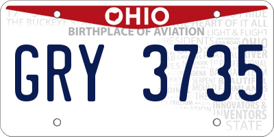 OH license plate GRY3735