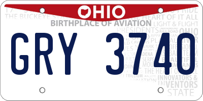 OH license plate GRY3740