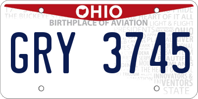 OH license plate GRY3745