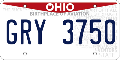 OH license plate GRY3750