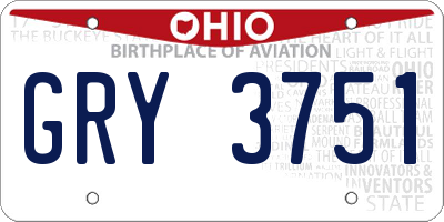 OH license plate GRY3751