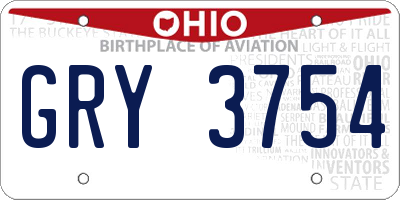 OH license plate GRY3754