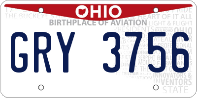 OH license plate GRY3756