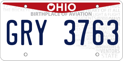 OH license plate GRY3763