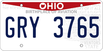 OH license plate GRY3765