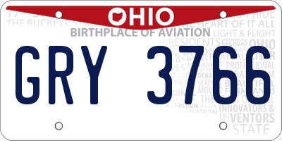 OH license plate GRY3766